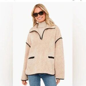 Tuckernuck Ivory Rhodes Shearling Quarter Zip Jacket (XXL)